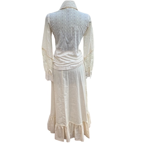 M. BIANCHI CALIFORNIA Vintage Eyelet Ruffle Hem Skirt & Button Down Top AMAZING! - Picture 11 of 16